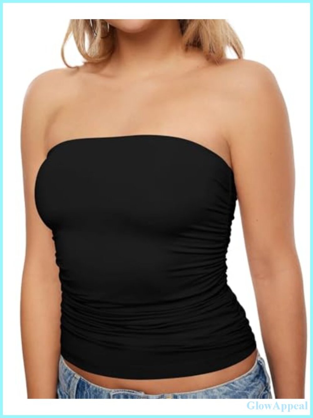 Women's Strapless Ruched Tube Top Stretch Summer Bandeau